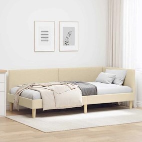 vidaXL Κρεβάτι Γωνίας Άλλο Κρεμ 90 x 200 cm Ύφασμα και Έργο ξύλου