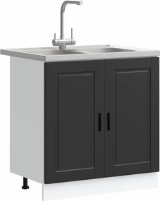 vidaXL Βάση νιπτήρα με αποθήκευση Porto 2 pcs Μαύρο Επεξεργασμένο ξύλο