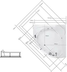 Acrilan Serifos - Γωνιακή Μπανιέρα 160 x 160 εκ. - Maxxcoat