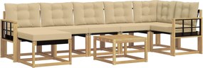 vidaXL Σειρά Καναπέ Εξωτερικού με μαξιλάρι 8 pcs Λευκό και Μπεζ