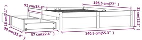 ΠΛΑΙΣΙΟ ΚΡΕΒΑΤΙΟΥ ΜΕ ΣΥΡΤΑΡΙΑ 135 X 190 ΕΚ. 4FT6 DOUBLE 3103498