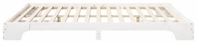 vidaXL Κρεβάτι δαπέδου Λευκό 200 x 220 cm Μασίφ ξύλο πεύκου