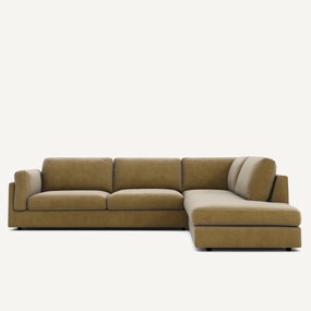 Γωνιακός καναπές με σεζλόνγκ από υφασμα μπουκλέ, César