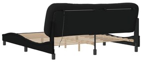 Πλαίσιο Κρεβατιού με LED Μαύρο 180x200 εκ. Υφασμάτινο - Μαύρο