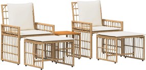 vidaXL Σετ Εξωτερικών Επίπλων 5 pcs Φυσικό και Κρέμα Λευκό