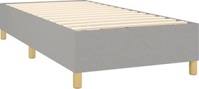 vidaXL Κρεβάτι Boxspring με Στρώμα Ανοιχτό Γκρι 90x190 εκ. Υφασμάτινο