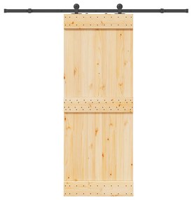 vidaXL Συρόμενη Μεσόπορτα με Μηχανισμό 80 x 210 εκ. Μασίφ Ξύλο Πεύκου