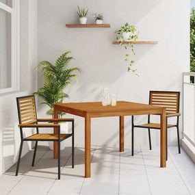 vidaXL Σετ Εξωτερικής Τραπεζαρίας 3 pcs Μαύρο 110 x 110 x 75 cm