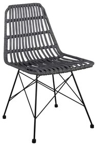 Καρέκλα SALSA Μεταλική Μαύρη/Wicker Γκρι 48x59x80cm (Σετ 4 ΤΕΜ)