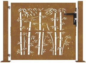 vidaXL Πόρτα Κήπου από Μπαμπού με Σχέδιο Ατσάλι Corten 100x100 εκ.