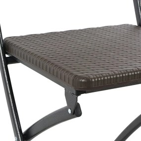 Καρέκλες Μπαρ Πτυσσόμενες 2 τεμ. Καφέ με Όψη Ρατάν HDPE/Ατσάλι - Καφέ