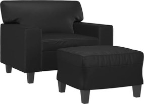 vidaXL Πολυθρόνα Μαύρη 60 εκ. από Συνθετικό Δέρμα με Υποπόδιο