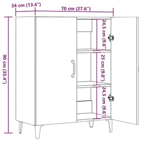 Μπουφές Αρτισιανή Δρυς 70x34x90 εκ. από Επεξεργασμένο Ξύλο - Καφέ