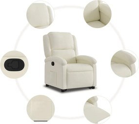 vidaXL Πολυθρόνα Ανακλινόμενη με Ανύψωση Κρεμ Βελούδινη