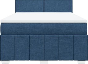 vidaXL Κρεβάτι Boxspring με Στρώμα Μπλε 160x200 εκ. Υφασμάτινο