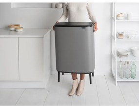 Κάδος Brabantia Bo Touch Hi 1001266, 2x30 l, Στεγανή εφαρμογή στον τοίχο, Ρύθμιση ποδιού, Ορυκτέλαιο με επικάλυψη, Γκρι
