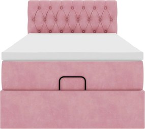 vidaXL Οθωμανικό κρεβάτι με στρώμα ροζ 90x200cm Velvet