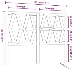 vidaXL Κεφαλάρι Κρεβατιού Μαύρο 166 x 4 x 100 εκ. Μασίφ Ξύλο Πεύκου