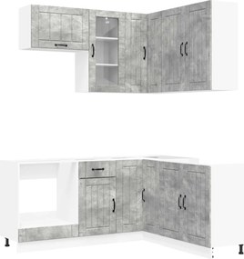 vidaXL Μονάδα κουζίνας LUCCA 8 pcs Γκρι Σκυροδέματος