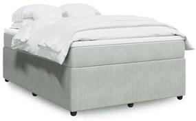 vidaXL Κρεβάτι Boxspring με Στρώμα Ανοιχτό Γκρι 160x200 εκ. Βελούδινο