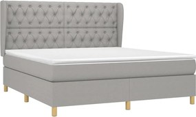 vidaXL Κρεβάτι Boxspring με Στρώμα Αν. Πράσινο 160x200εκ Υφασμάτινο