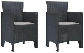 Καρέκλα Κήπου 2 pcs Ανθρακί 53 x 49 x 85 εκ. Πολυπροπυλένιο