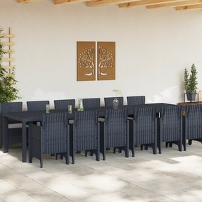 vidaXL Σετ Τραπεζαρίας Κήπου 13 Τεμαχίων με Μαξιλάρια Ανθρακί Συνθετικό Ρατάν