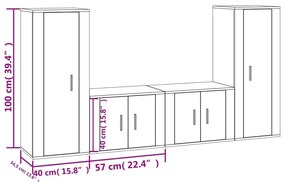 vidaXL Σετ Επίπλων Τηλεόρασης 4 Τεμαχίων Καφέ δρυς Επεξ. Ξύλο