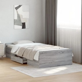 vidaXL Πλαίσιο Κρεβατιού με Συρτάρια Γκρι Sonoma 75x190 εκ. Επεξ. Ξύλο