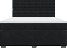 vidaXL Κρεβάτι Boxspring με Στρώμα Μαύρο 200x200 εκ. Βελούδινο