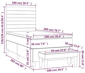 Κρεβάτι Boxspring με Στρώμα Μαύρο 100x200 εκ. Βελούδινο - Μαύρο