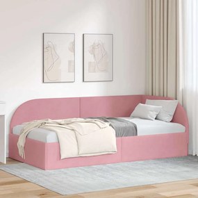 vidaXL Κρεβάτι Γωνίας με κεφαλάρι Ροζ 90 x 200 cm Βελούδο