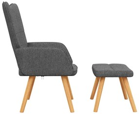 vidaXL Πολυθρόνα Relax Σκούρο Γκρι Υφασμάτινη με Σκαμπό
