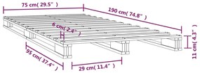 ΠΛΑΙΣΙΟ ΚΡΕΒΑΤΙΟΥ ΛΕΥΚΟ 75X190 ΕΚ ΜΑΣΙΦ ΠΕΥΚΟ 2FT6 SMALL SINGLE 821418