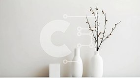 Intra Συλλεκτικό Ξύλινο Παζλ Plywood  4mm - Λευκά βάζα με αποξηραμένα κλαδιά στο ράφι Σε Ξύλινο Κουτί - Διαστάσεις Puzzle: 10x10 cm – 25 κομμάτια