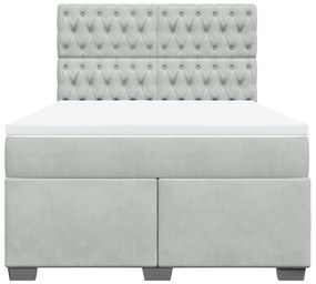 vidaXL Κρεβάτι Boxspring με Στρώμα Ανοιχτό Γκρι 140x190 εκ. Βελούδινο