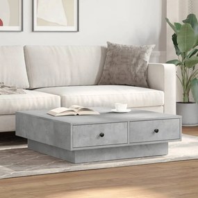 Τραπεζάκι Σαλονιού Γκρι Σκυροδέματος 90x90x28 εκ. Επεξ. Ξύλο - Γκρι