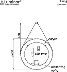 Luminor Hung Ø45 - Καθρεφτης Μπανιου Φωτιζομενος Led
