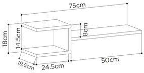 Ραφιέρα τοίχου Fork Megapap 2 τεμαχίων χρώμα sapphire oak 75x19,5x18εκ.