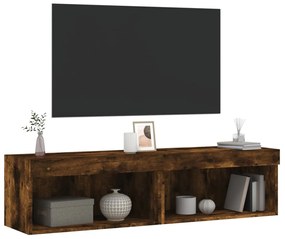 vidaXL Έπιπλα Τηλεόρασης με LED 2 τεμ. Καπνιστή Δρυς 60x30x30 εκ.