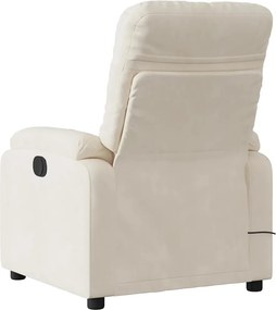 vidaXL Πολυθρόνα Μασάζ Ανακλινόμενη Μπεζ από Ύφασμα Μικροϊνών