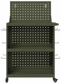 vidaXL Καρότσι εργαλείων με ράφι Λαδί 65 x 35 x 111 εκ Κρύα χάλυβας