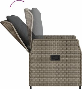 vidaXL Σετ Τραπεζαρίας Κήπου 9 τεμ. Γκρι Συνθ. Ρατάν με Μαξιλάρια