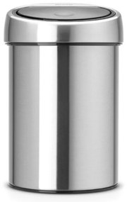 Κάδος Brabantia Touch Bin 647217, 3 L, Ομαλό και αθόρυβο άνοιγμα, Επιτοίχια τοποθέτηση, Ανθεκτικός στα δακτυλικά αποτυπώματα, Inox