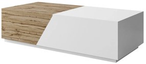 Τραπεζάκι σαλονιού Utica 107, Άσπρο, Wotan δρυς, 42x60x124cm, 39 kg, Πλαστικοποιημένη μοριοσανίδα, Γωνιακό | Epipla1.gr