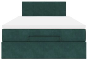 vidaXL Οθωμανικό κρεβάτι με στρώμα & LEDs Dark Green 120x190cm Velvet