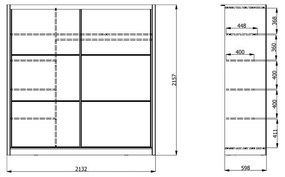 Ντουλάπα Navara 215 Γκρί Δρύς 213x60x215,5 εκ.