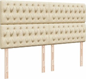vidaXL Κρεβάτι Boxspring με Στρώμα Κρεμ 200x200 εκ. Υφασμάτινο