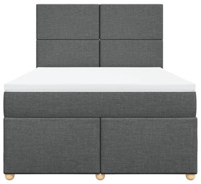 vidaXL Κρεβάτι Boxspring με Στρώμα Σκούρο Γκρι 140x190 εκ. Υφασμάτινο