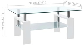 Τραπεζάκι Σαλονιού Λευκό και Διαφανές 95x55x40 εκ. Ψημένο Γυαλί - Λευκό